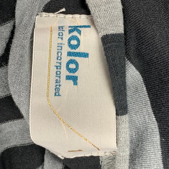 KOLOR Size S Black Grey Polyester Blend Stripe Long Sleeve Dress - Picture 6 of 6